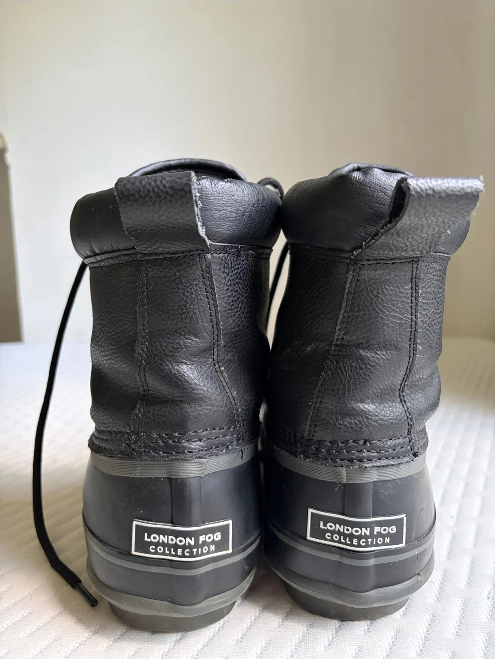 London Fog Men’s Black Lace-Up Waterproof Winter Boots